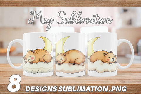 Mug Wrap Sleepy Capybara Cloud Sublimation artnoy 
