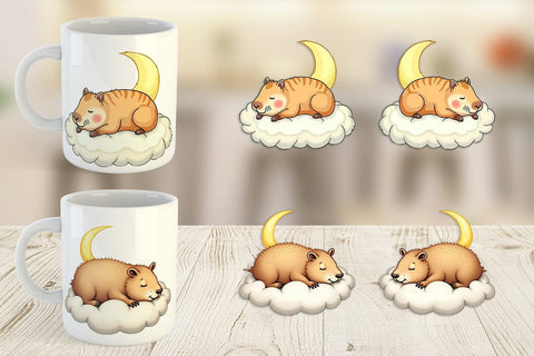 Mug Wrap Sleepy Capybara Cloud Sublimation artnoy 