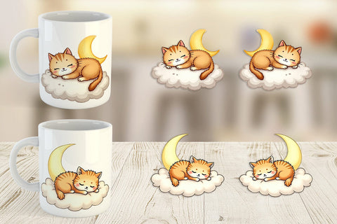 Mug Wrap Sleepy Cat Cloud Sublimation artnoy 