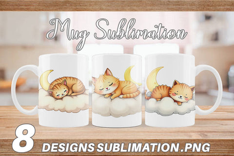 Mug Wrap Sleepy Cat Cloud Sublimation artnoy 
