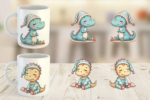 Mug Wrap Sleepy Dinosaur Sublimation artnoy 