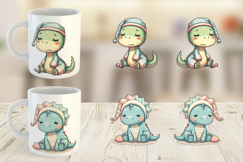 Mug Wrap Sleepy Dinosaur Sublimation artnoy 