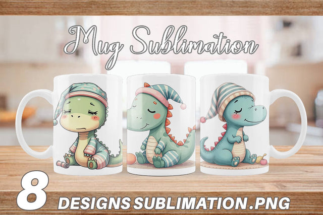 Mug Wrap Sleepy Dinosaur Sublimation artnoy 