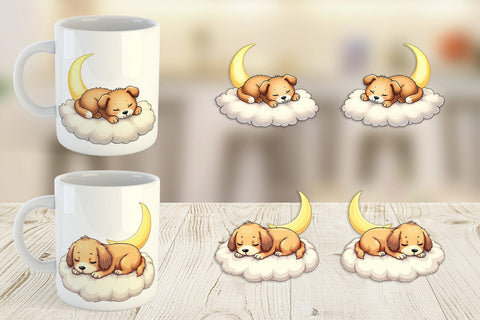 Mug Wrap Sleepy Dog Cloud Sublimation artnoy 