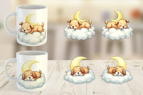 Mug Wrap Sleepy Dog Cloud Sublimation artnoy 