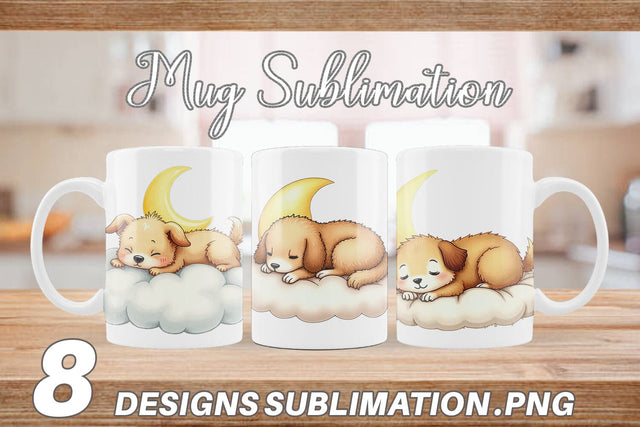 Mug Wrap Sleepy Dog Cloud Sublimation artnoy 