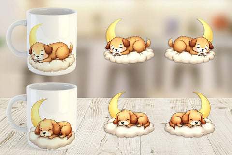 Mug Wrap Sleepy Dog Cloud Sublimation artnoy 