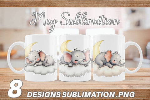 Mug Wrap Sleepy Elephant Cloud Sublimation artnoy 