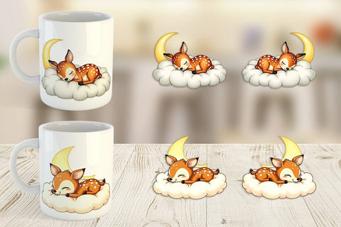 Mug Wrap Sleepy Fawn Cloud Sublimation artnoy 