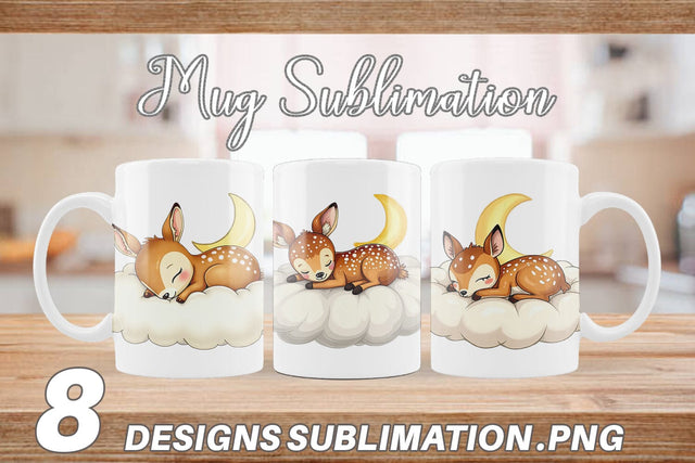 Mug Wrap Sleepy Fawn Cloud Sublimation artnoy 