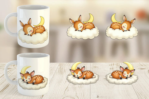 Mug Wrap Sleepy Fawn Cloud Sublimation artnoy 