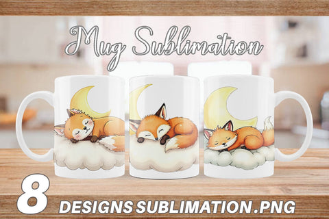 Mug Wrap Sleepy Fox Cloud Sublimation artnoy 