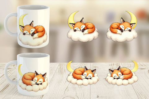 Mug Wrap Sleepy Fox Cloud Sublimation artnoy 