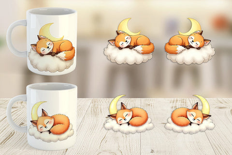 Mug Wrap Sleepy Fox Cloud Sublimation artnoy 