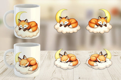 Mug Wrap Sleepy Fox Cloud Sublimation artnoy 