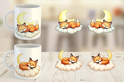 Mug Wrap Sleepy Fox Cloud Sublimation artnoy 
