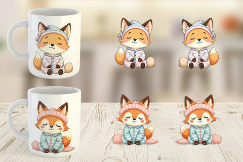 Mug Wrap Sleepy Fox Sublimation artnoy 