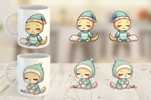 Mug Wrap Sleepy Gecko Sublimation artnoy 