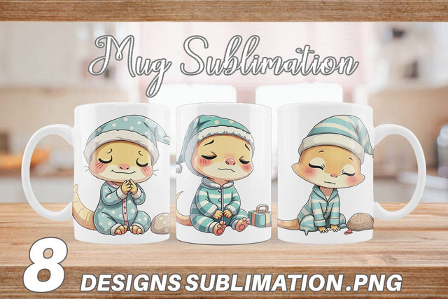Mug Wrap Sleepy Gecko Sublimation artnoy 