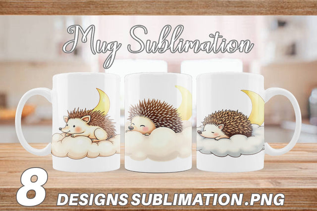 Mug Wrap Sleepy Hedgehog Cloud Sublimation artnoy 