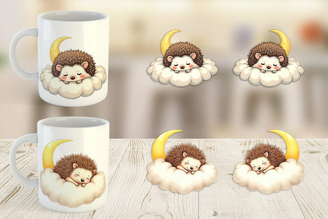 Mug Wrap Sleepy Hedgehog Cloud Sublimation artnoy 