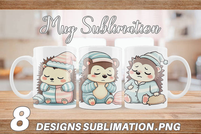 Mug Wrap Sleepy Hedgehog Sublimation artnoy 