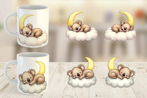 Mug Wrap Sleepy Koala Cloud Sublimation artnoy 