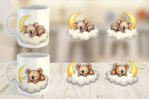 Mug Wrap Sleepy Koala Cloud Sublimation artnoy 