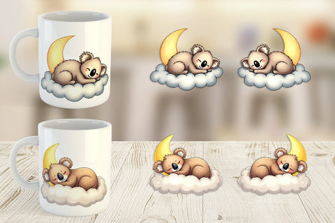Mug Wrap Sleepy Koala Cloud Sublimation artnoy 