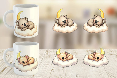 Mug Wrap Sleepy Koala Cloud Sublimation artnoy 