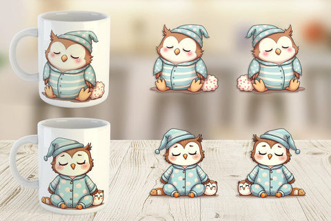 Mug Wrap Sleepy Owl Sublimation artnoy 
