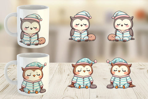 Mug Wrap Sleepy Owl Sublimation artnoy 
