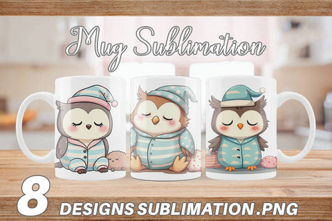 Mug Wrap Sleepy Owl Sublimation artnoy 