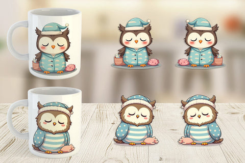 Mug Wrap Sleepy Owl Sublimation artnoy 