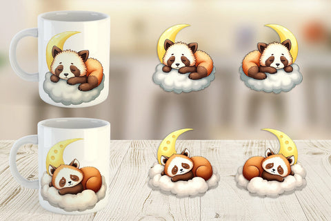 Mug Wrap Sleepy Panda Cloud Sublimation artnoy 