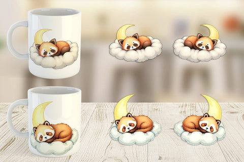 Mug Wrap Sleepy Panda Cloud Sublimation artnoy 