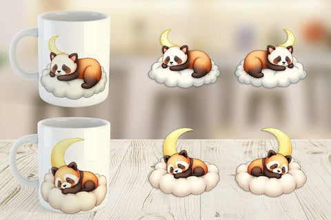 Mug Wrap Sleepy Panda Cloud Sublimation artnoy 