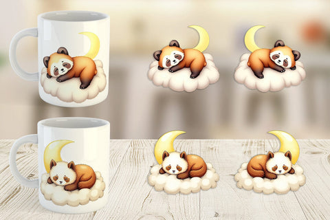 Mug Wrap Sleepy Panda Cloud Sublimation artnoy 