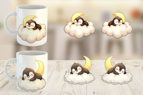 Mug Wrap Sleepy Penguin Cloud Sublimation artnoy 