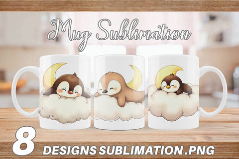 Mug Wrap Sleepy Penguin Cloud Sublimation artnoy 