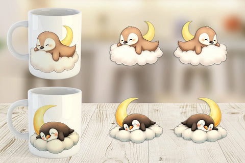 Mug Wrap Sleepy Penguin Cloud Sublimation artnoy 