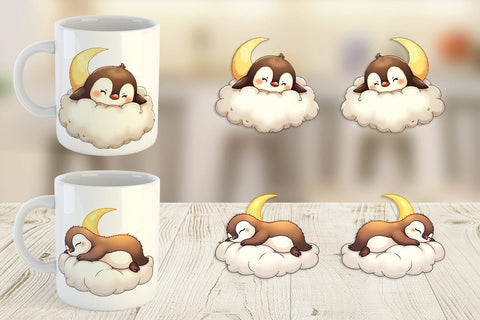 Mug Wrap Sleepy Penguin Cloud Sublimation artnoy 