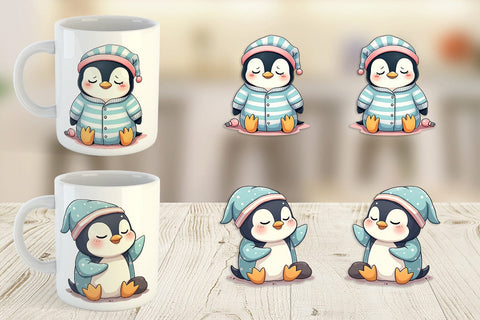 Mug Wrap Sleepy Penguin Sublimation artnoy 