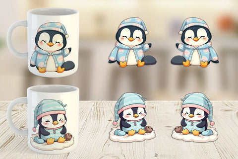 Mug Wrap Sleepy Penguin Sublimation artnoy 