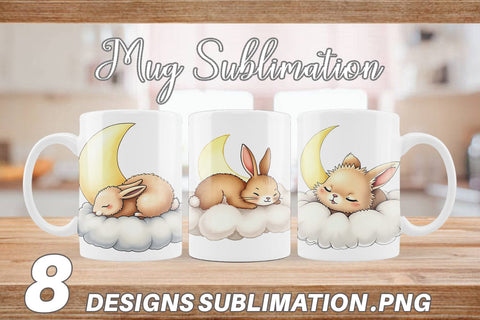 Mug Wrap Sleepy Rabbit Cloud Sublimation artnoy 