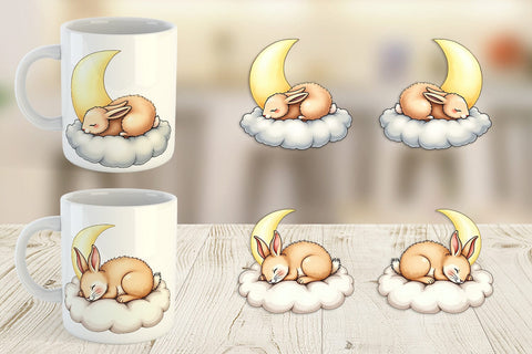 Mug Wrap Sleepy Rabbit Cloud Sublimation artnoy 
