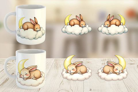 Mug Wrap Sleepy Rabbit Cloud Sublimation artnoy 