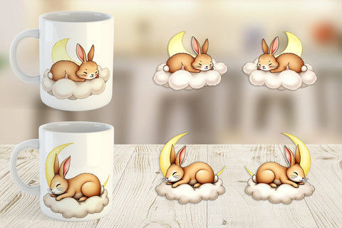Mug Wrap Sleepy Rabbit Cloud Sublimation artnoy 