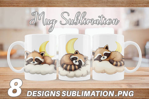 Mug Wrap Sleepy Raccoon Cloud Sublimation artnoy 