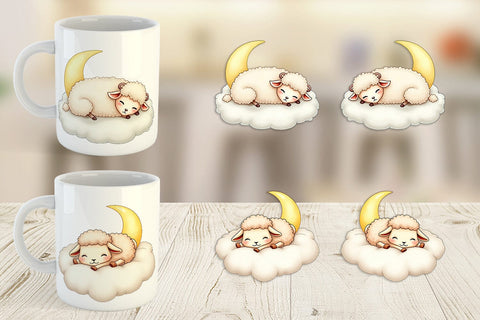 Mug Wrap Sleepy Sheep Cloud Sublimation artnoy 
